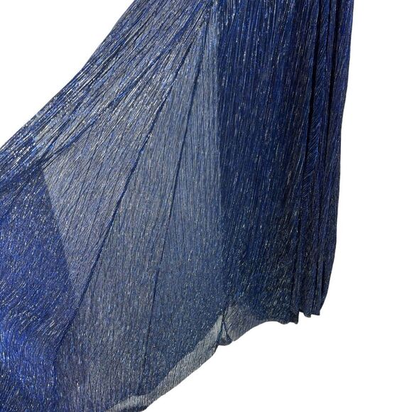 NWT Lulus Stunner Shiny Metallic Backless Maxi Dress Blue Prom Homecoming Size S - Picture 6 of 14
